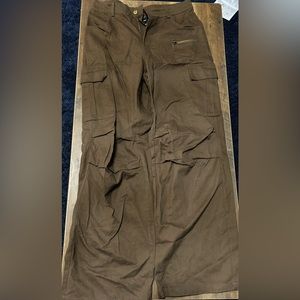 Solid Mid Waist Cargo Pants